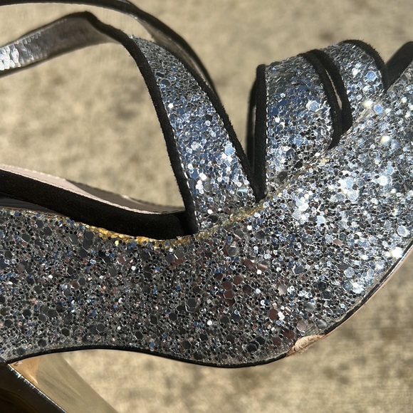 🔅 AUTHENTIC Stunning MIU MIU Silver Glitter Platform Sandals 😻 - Picture 4 of 14